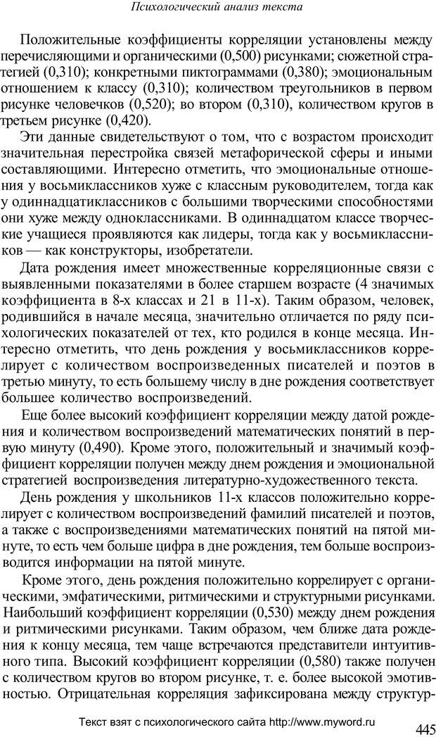 📖 PDF. Психологический анализ рисунка и текста. Потемкина О. Ф. Страница 444. Читать онлайн pdf