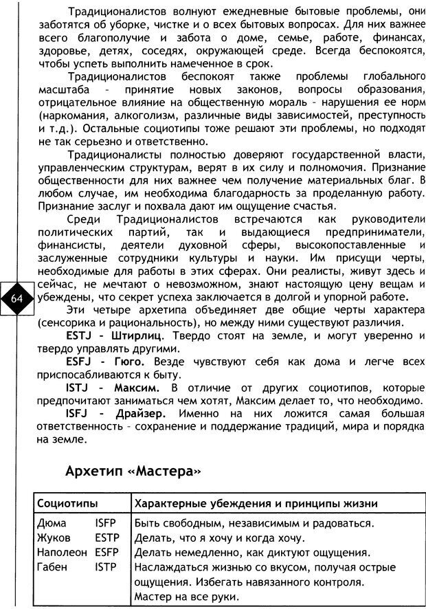 📖 DJVU. Соционика. Не меняйся, только познай себя. Микелсоне В. Л. Страница 64. Читать онлайн djvu